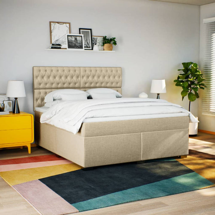 kontinentalseng med madras 180x200 cm stof cremefarvet
