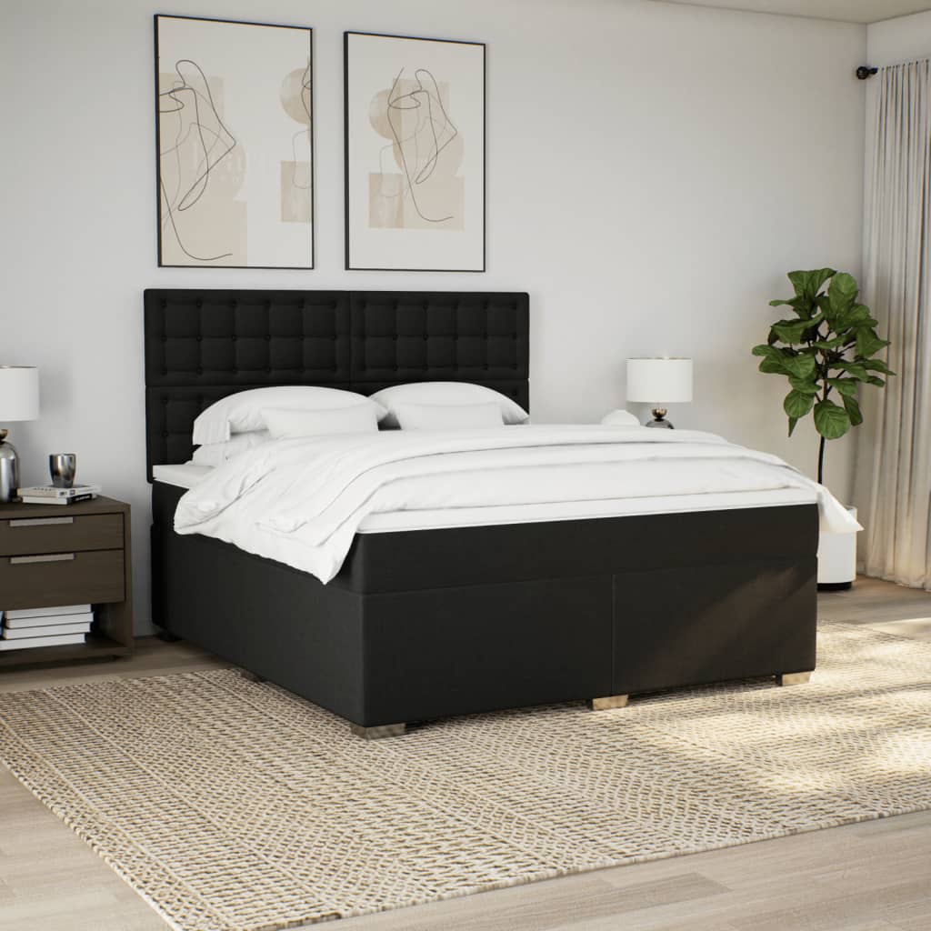 kontinentalseng med madras 180x200 cm stof sort