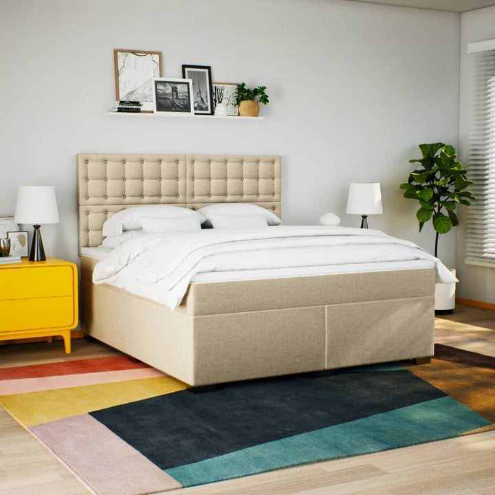 kontinentalseng med madras 180x200 cm stof cremefarvet