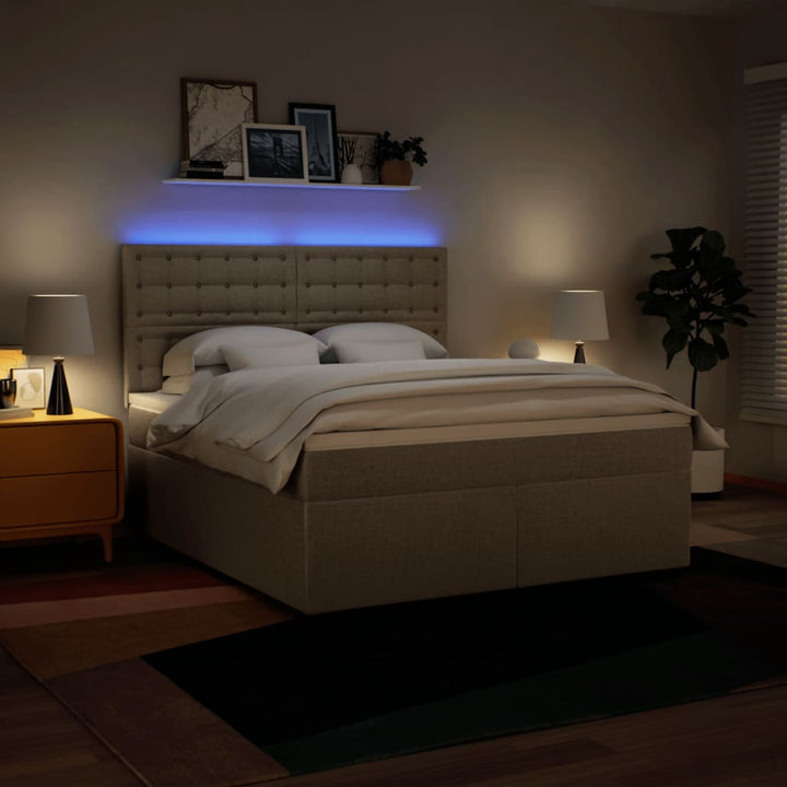 kontinentalseng med madras 180x200 cm stof cremefarvet