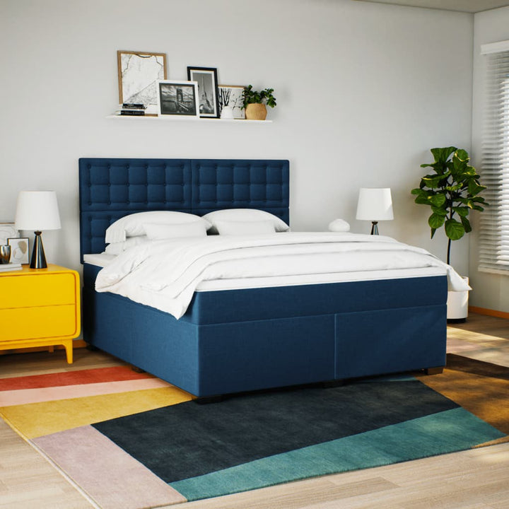 kontinentalseng med madras 180x200 cm stof blå
