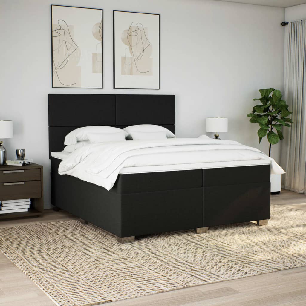 kontinentalseng med madras 200x200 cm stof sort