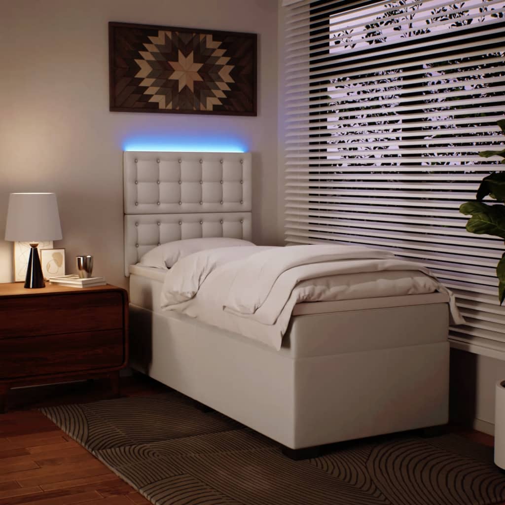 kontinentalseng med madras 80x200 cm kunstlæder hvid