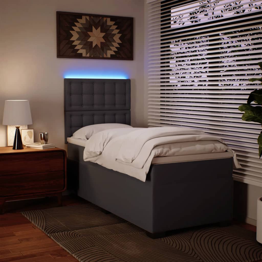 kontinentalseng med madras 90x190 cm kunstlæder grå