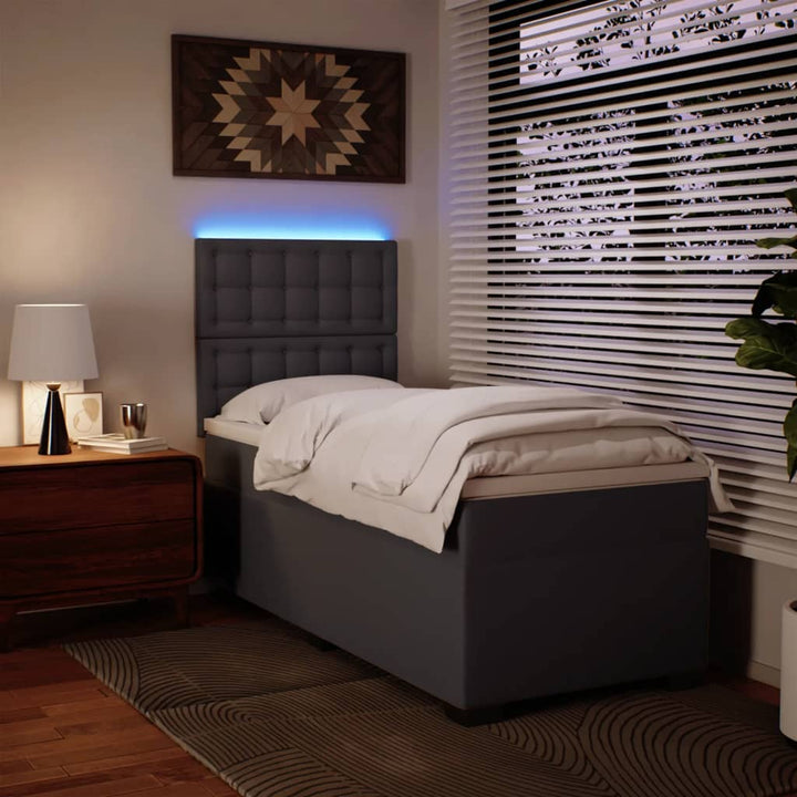 kontinentalseng med madras 90x190 cm kunstlæder grå