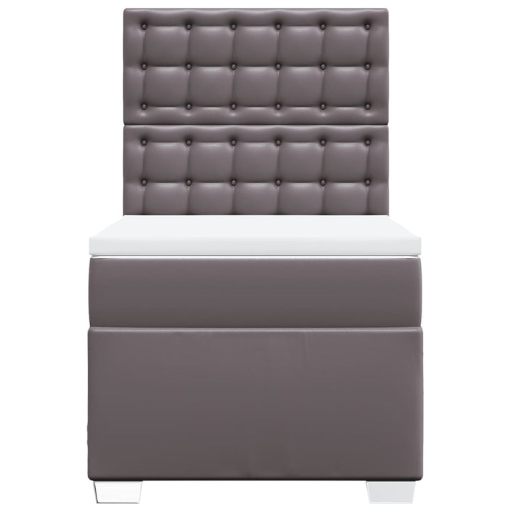 kontinentalseng med madras 90x190 cm kunstlæder grå