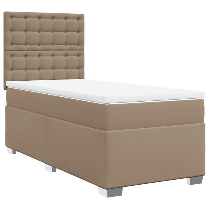 kontinentalseng 90x190 cm kunstlæder cappuccinofarvet