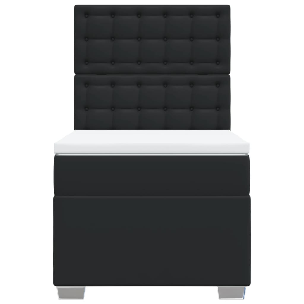 kontinentalseng med madras 90x200 cm kunstlæder sort