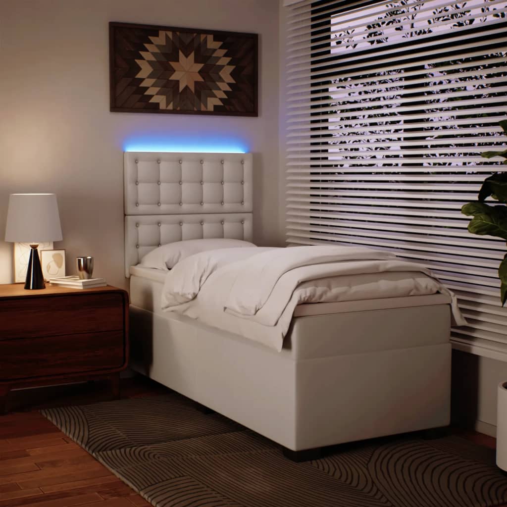 kontinentalseng med madras 90x200 cm kunstlæder hvid