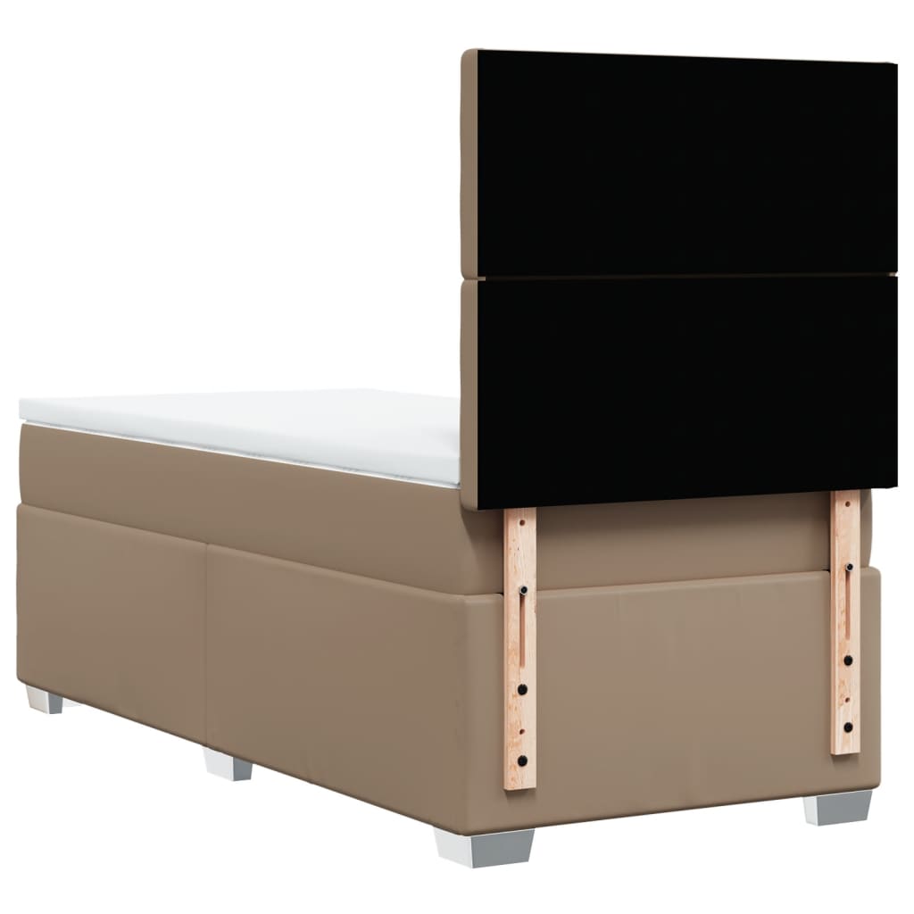 kontinentalseng 90x200 cm kunstlæder cappuccinofarvet