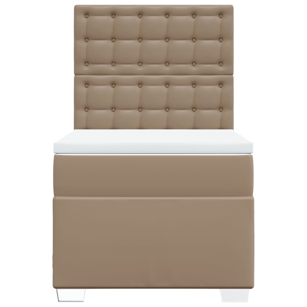 kontinentalseng 90x200 cm kunstlæder cappuccinofarvet