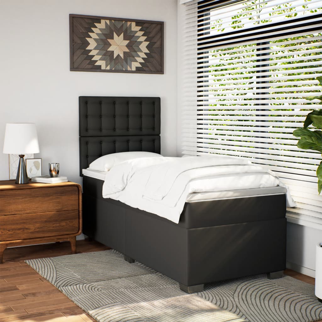 kontinentalseng med madras 100x200 cm kunstlæder sort