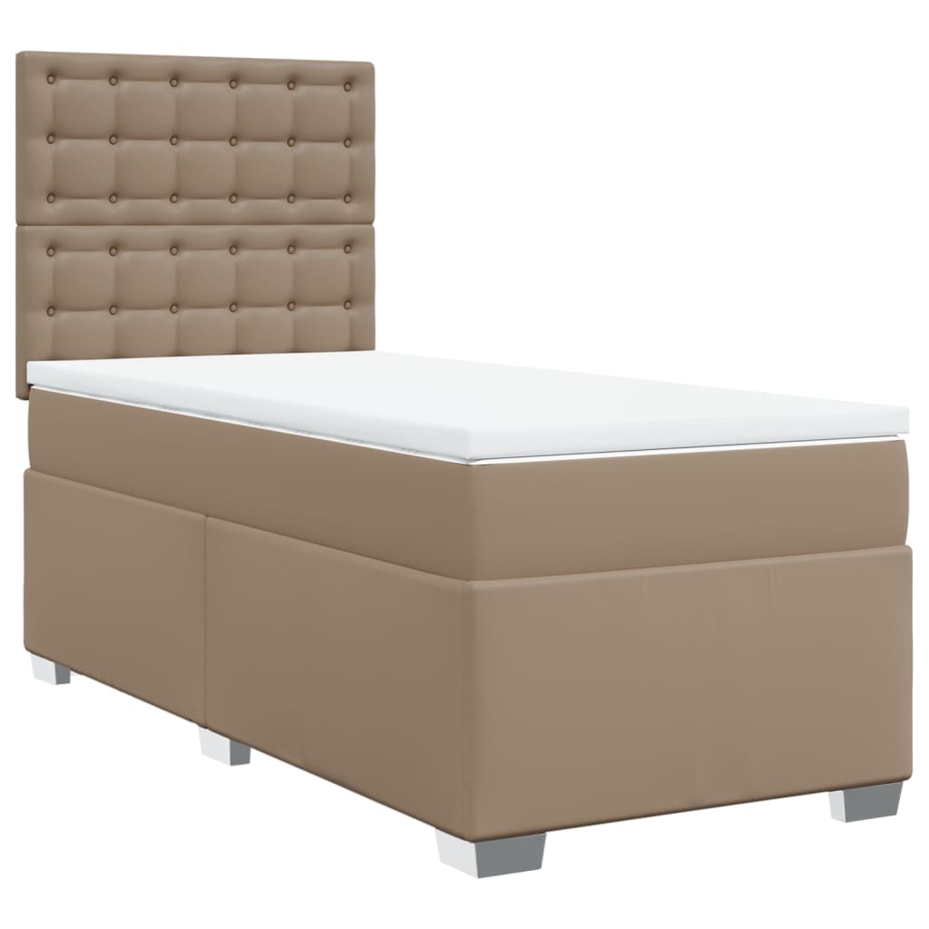 kontinentalseng 100x200 cm kunstlæder cappuccinofarvet