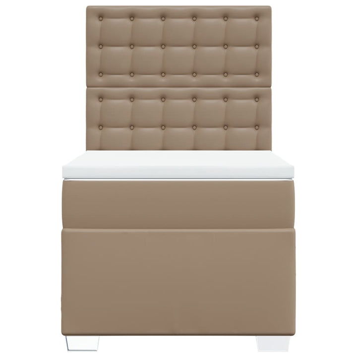 kontinentalseng 100x200 cm kunstlæder cappuccinofarvet