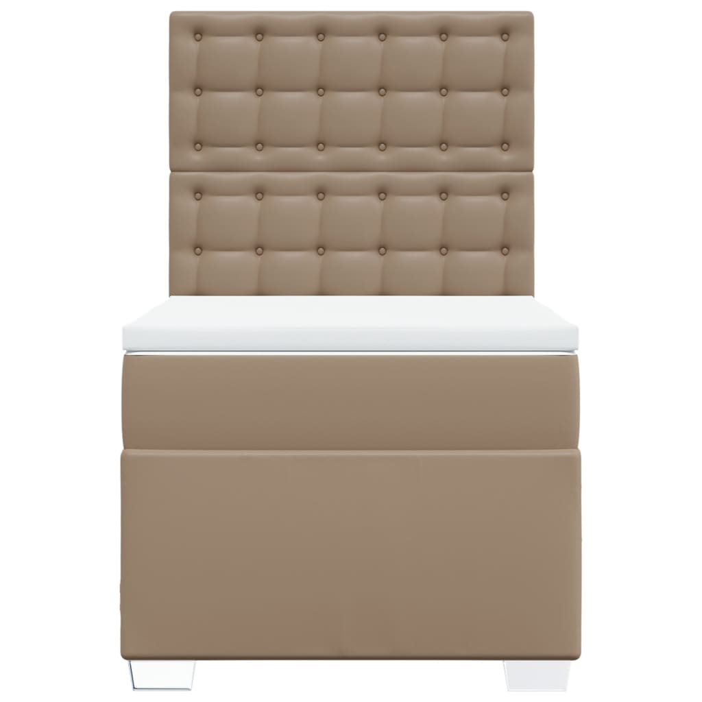 kontinentalseng 100x200 cm kunstlæder cappuccinofarvet
