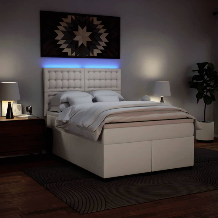 kontinentalseng med madras 140x190 cm kunstlæder hvid