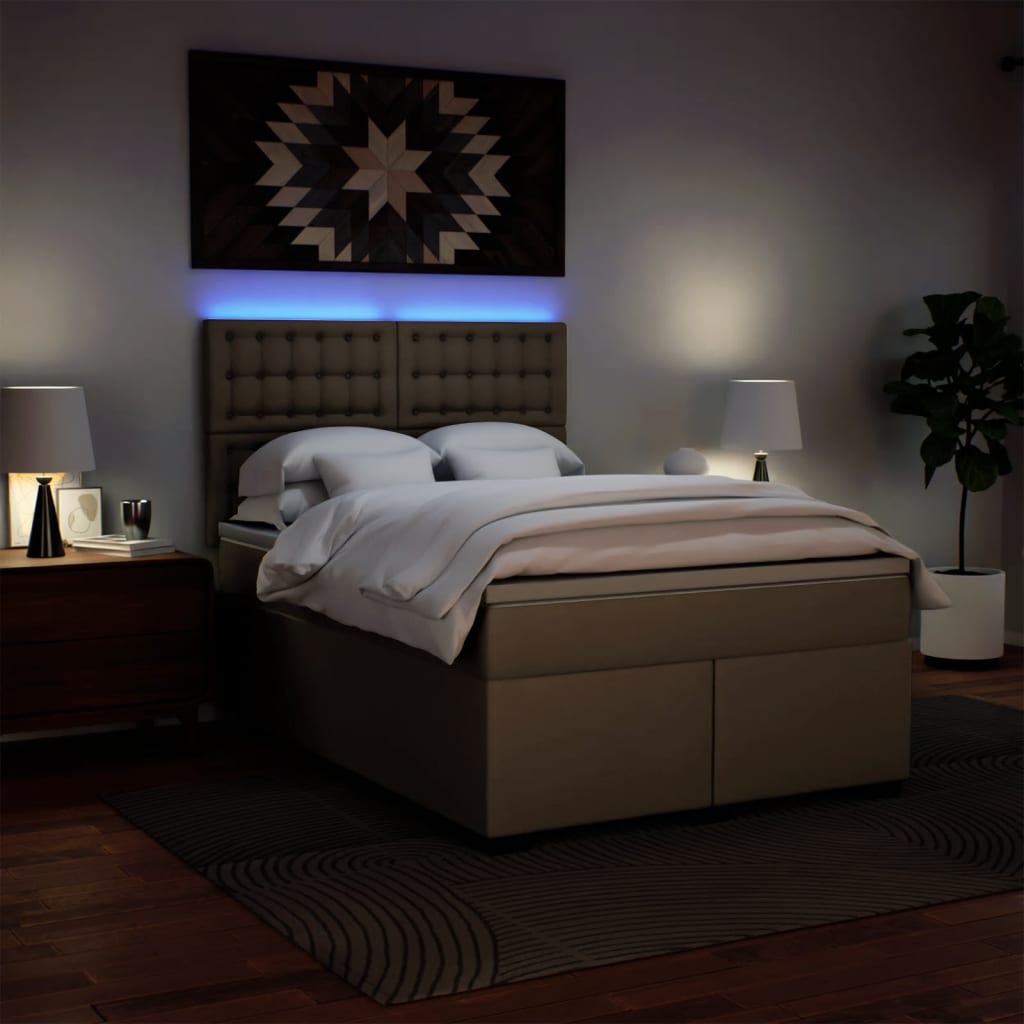 kontinentalseng 140x200 cm kunstlæder cappuccinofarvet