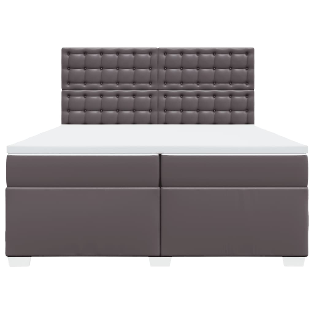 kontinentalseng med madras 200x200 cm kunstlæder grå