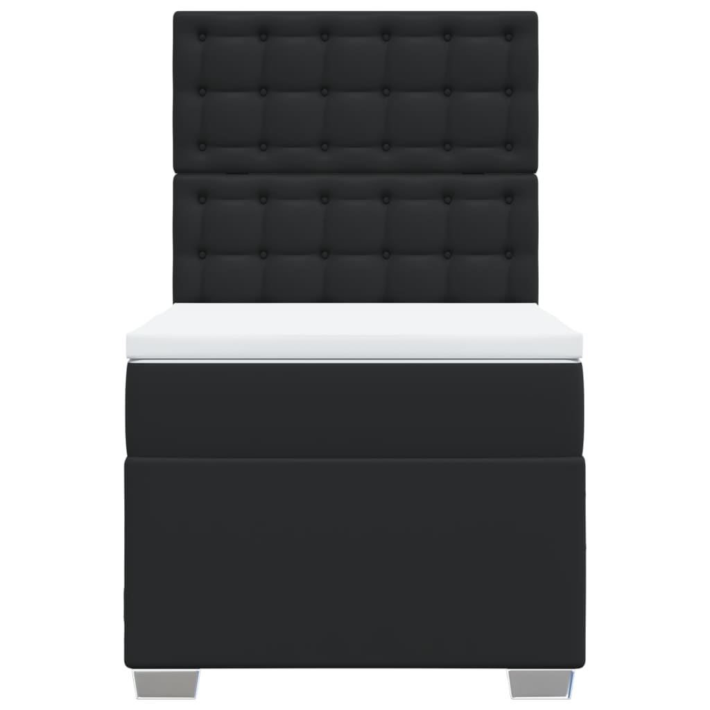 kontinentalseng med madras enkeltseng kunstlæder sort