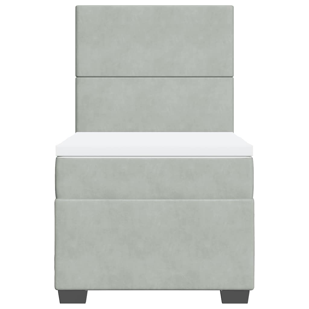 kontinentalseng med madras 80x200 cm fløjl lysegrå