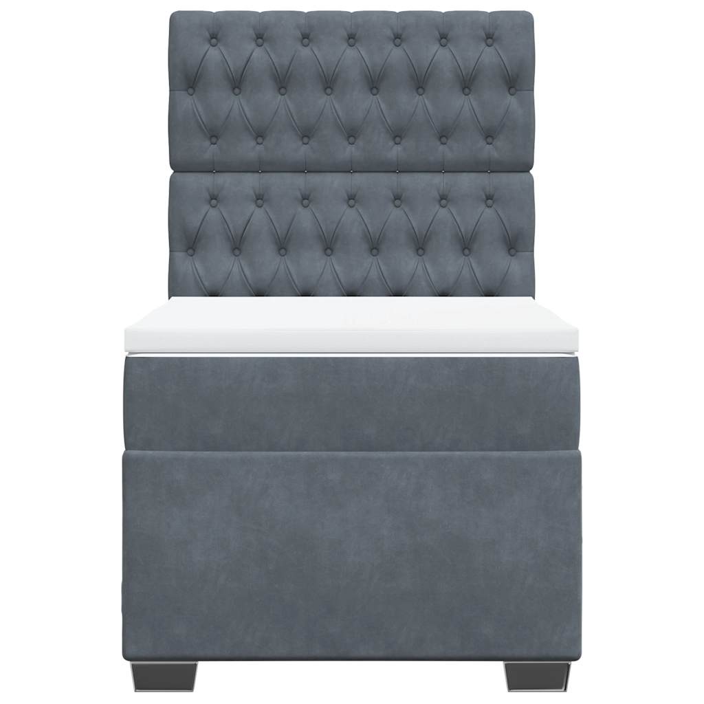 kontinentalseng med madras 80x200 cm fløjl mørkegrå