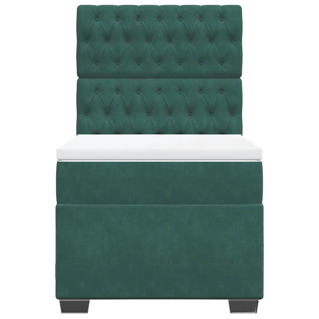 kontinentalseng med madras 80x200 cm fløjl mørkegrøn