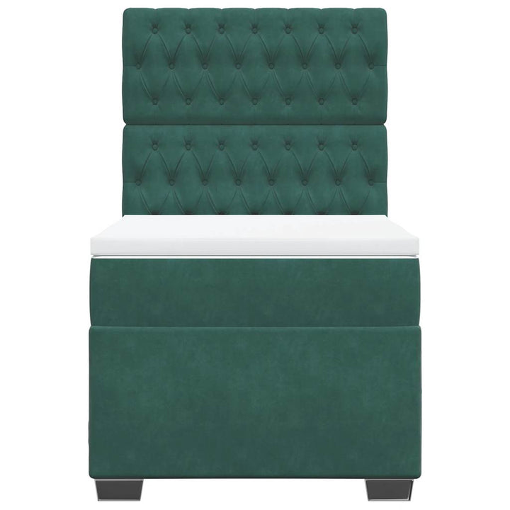 kontinentalseng med madras 80x200 cm fløjl mørkegrøn