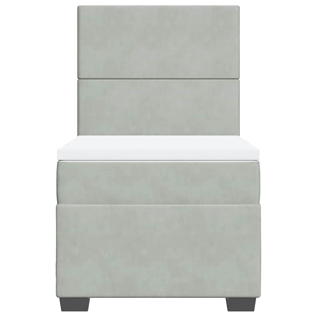 kontinentalseng med madras 90x190 cm fløjl lysegrå