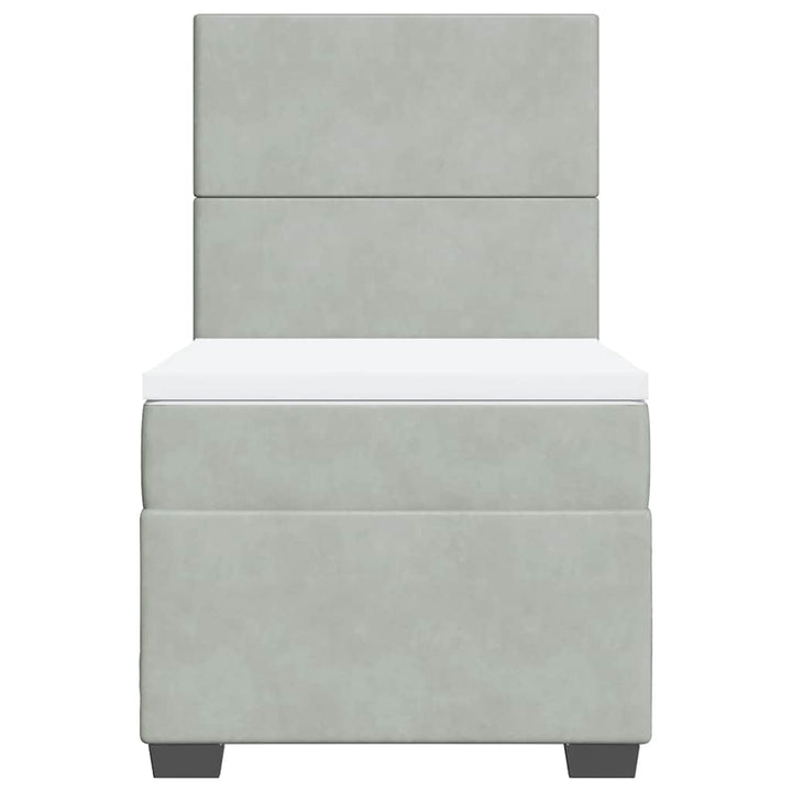 kontinentalseng med madras 90x190 cm fløjl lysegrå