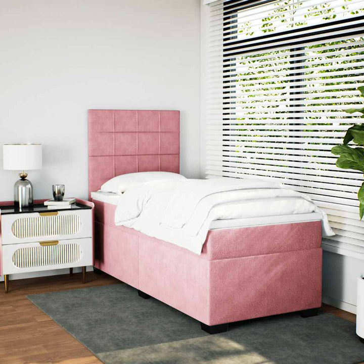 kontinentalseng med madras 90x190 cm fløjl pink