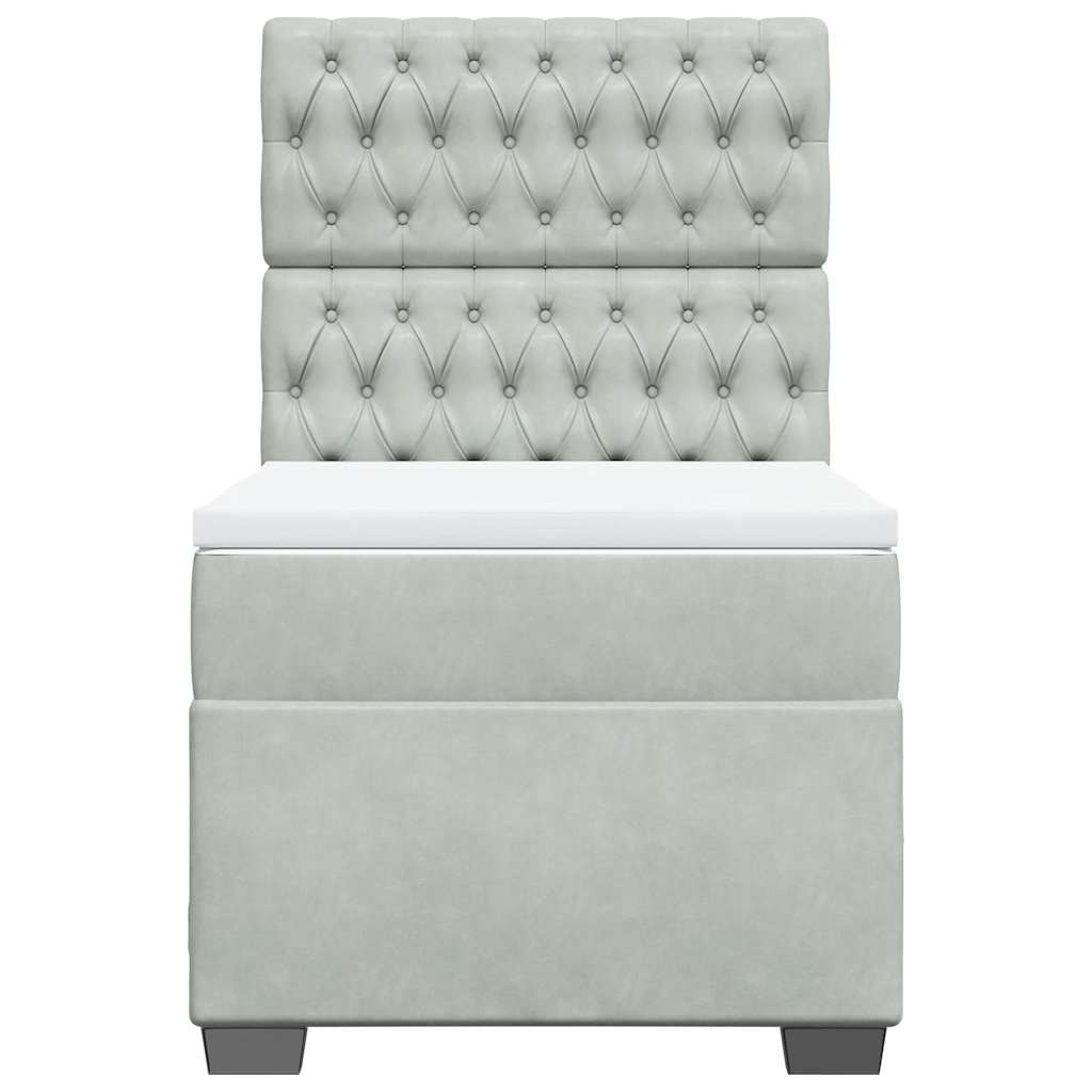 kontinentalseng med madras 90x190 cm fløjl lysegrå