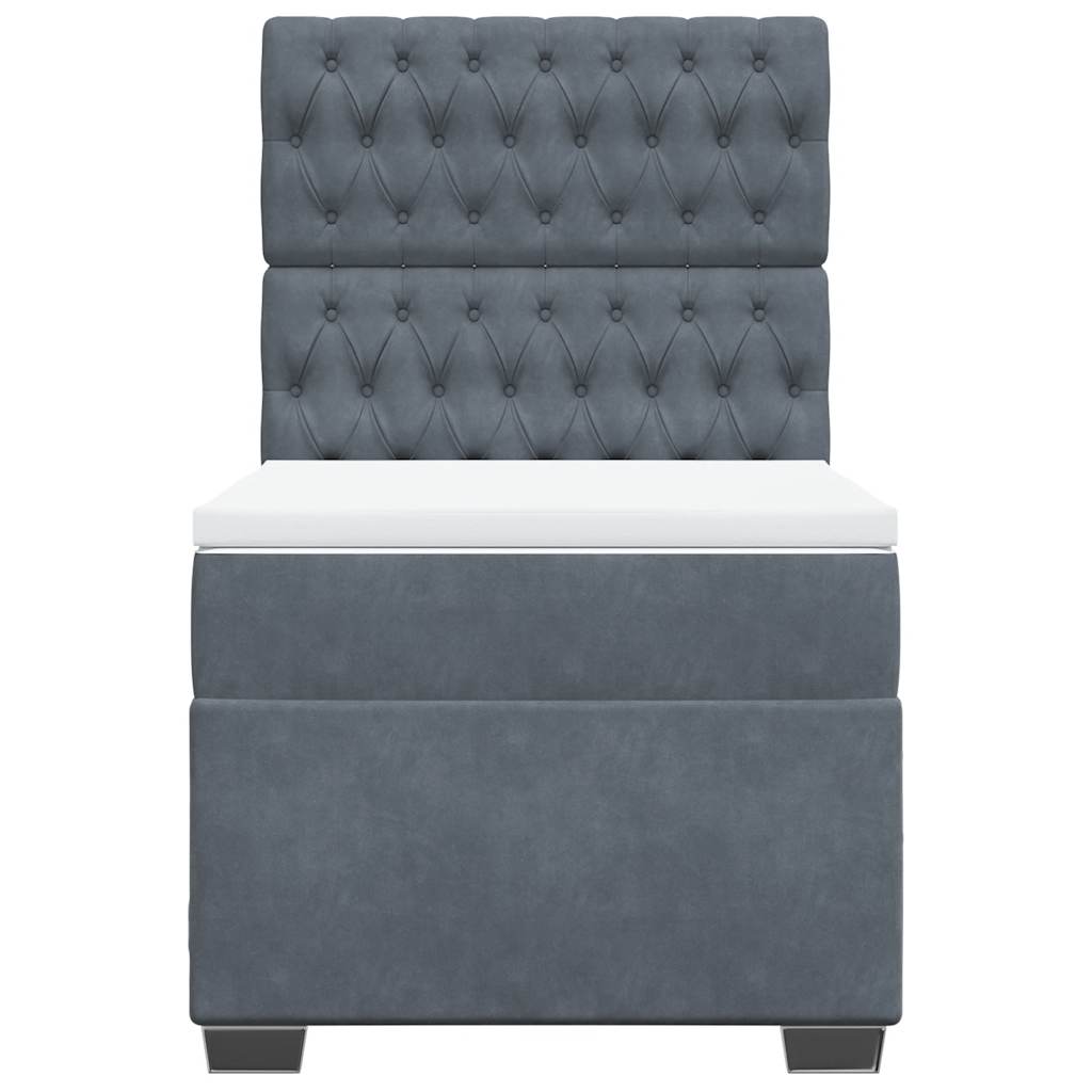 kontinentalseng med madras 90x190 cm fløjl mørkegrå