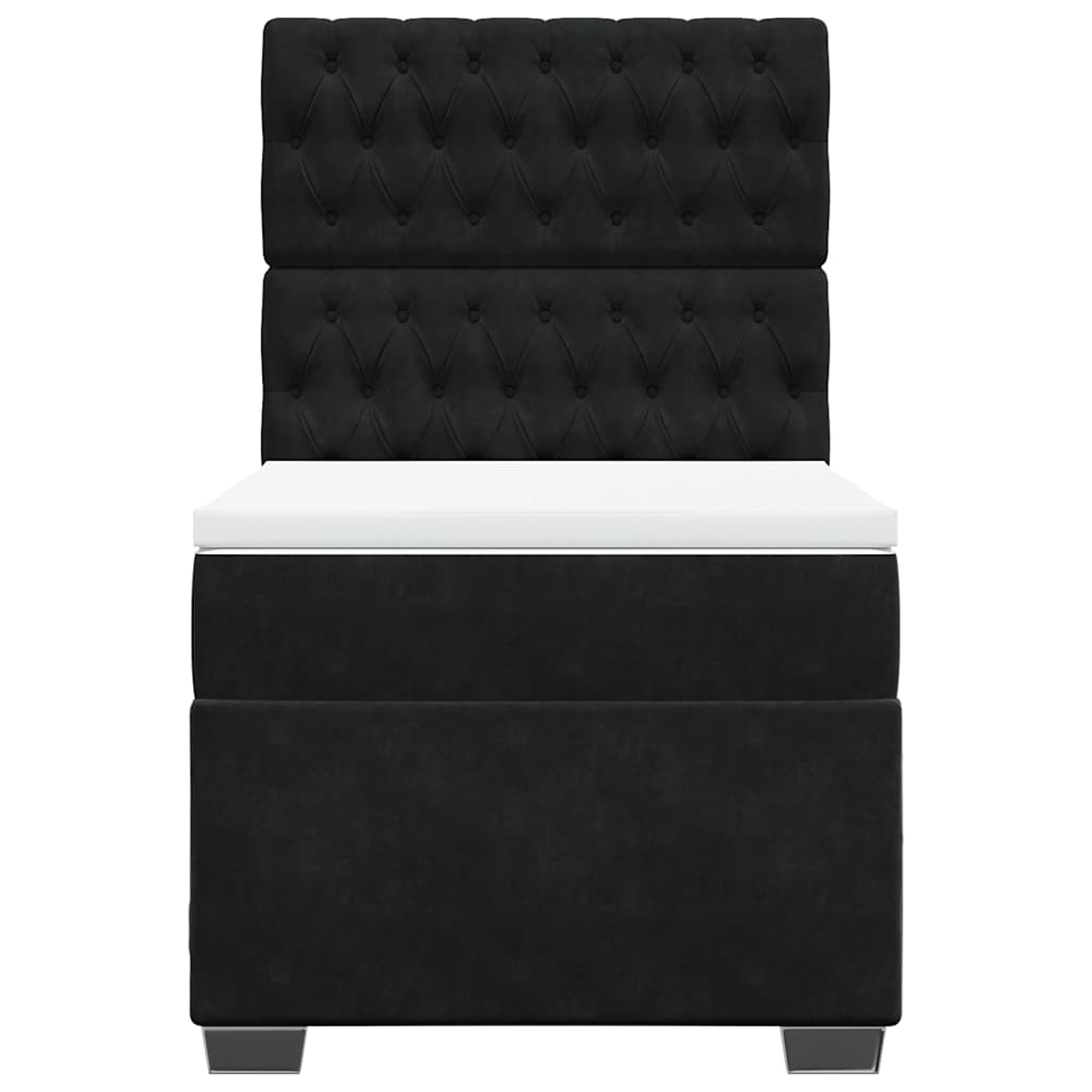 kontinentalseng med madras 90x190 cm fløjl sort