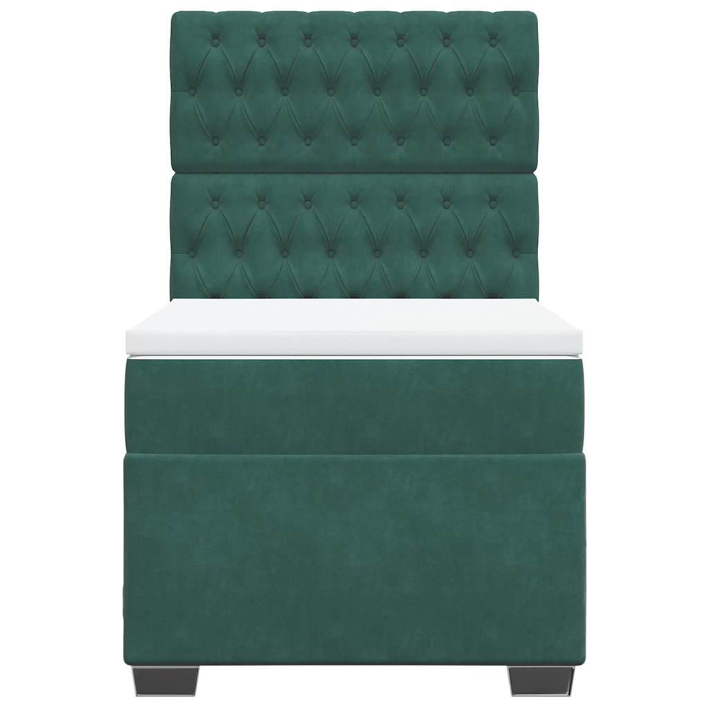 kontinentalseng med madras 90x190 cm fløjl mørkegrøn