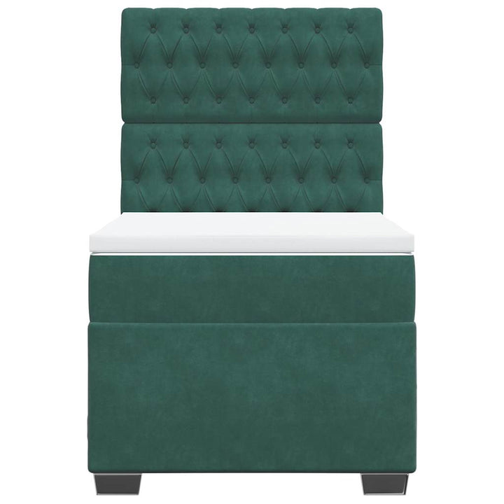 kontinentalseng med madras 90x190 cm fløjl mørkegrøn