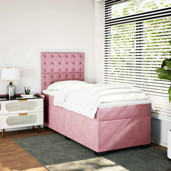 kontinentalseng med madras 90x190 cm fløjl pink