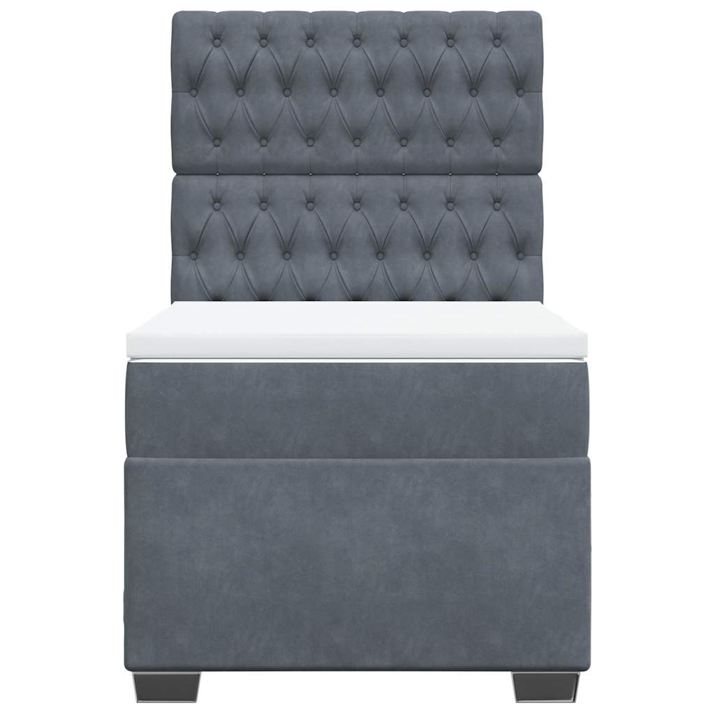 kontinentalseng med madras 90x200cm fløjl mørkegrå