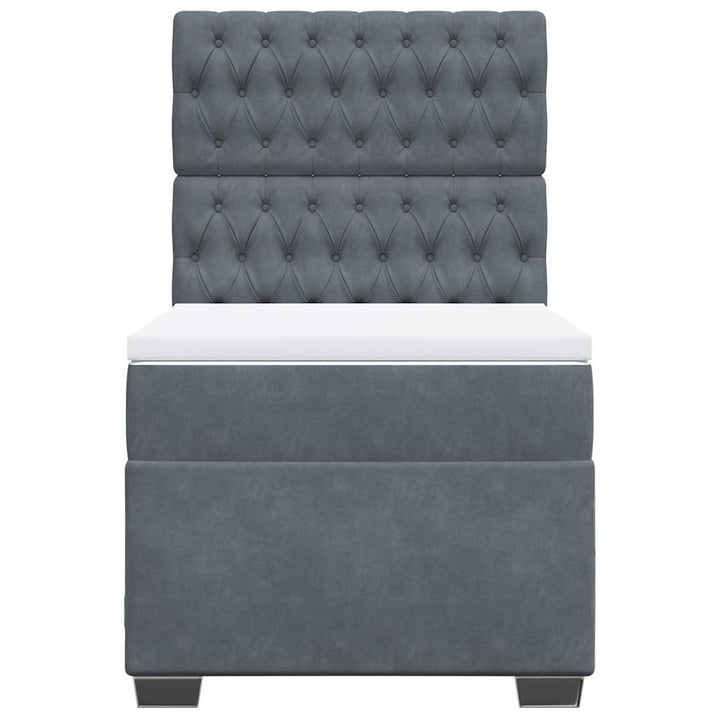 kontinentalseng med madras 90x200cm fløjl mørkegrå