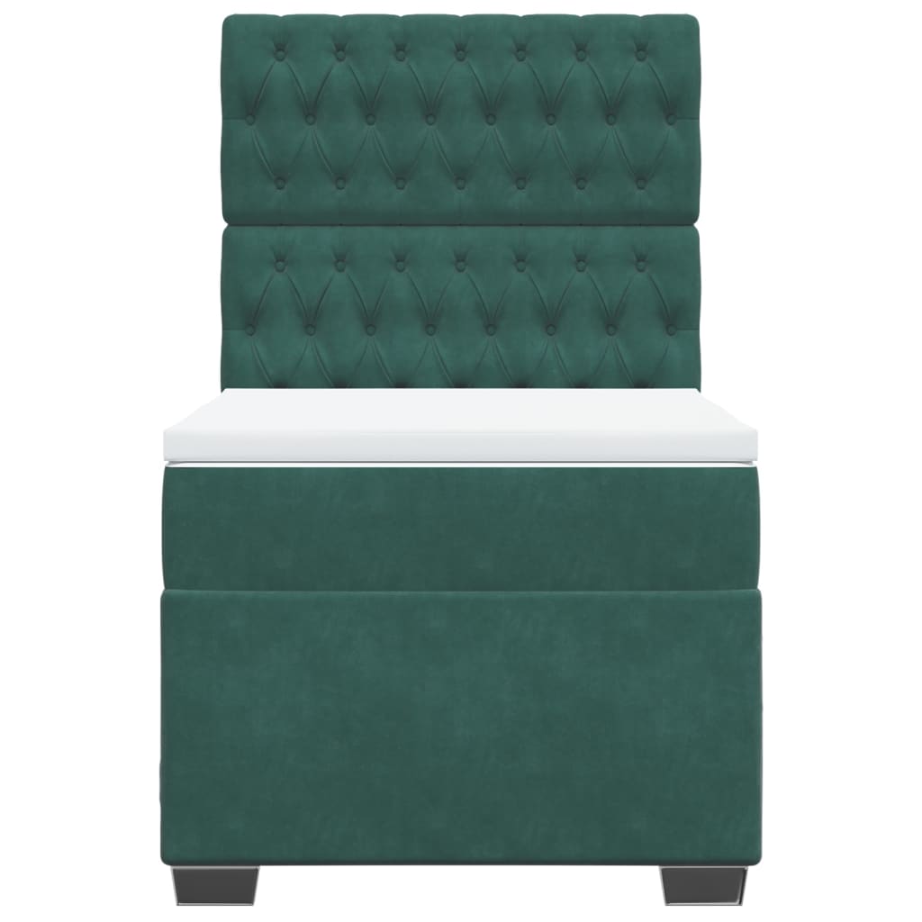 kontinentalseng med madras 90x200 cm fløjl mørkegrøn