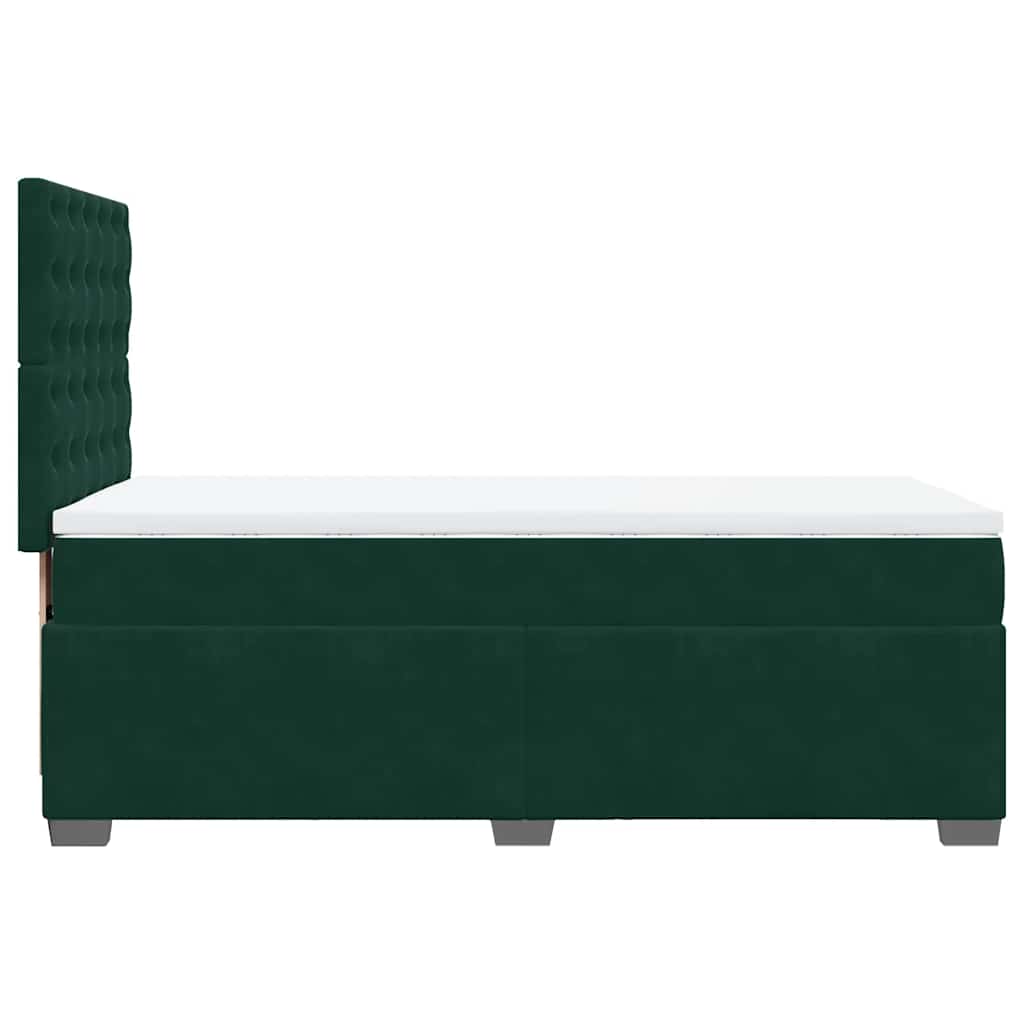 kontinentalseng med madras 90x200 cm fløjl mørkegrøn