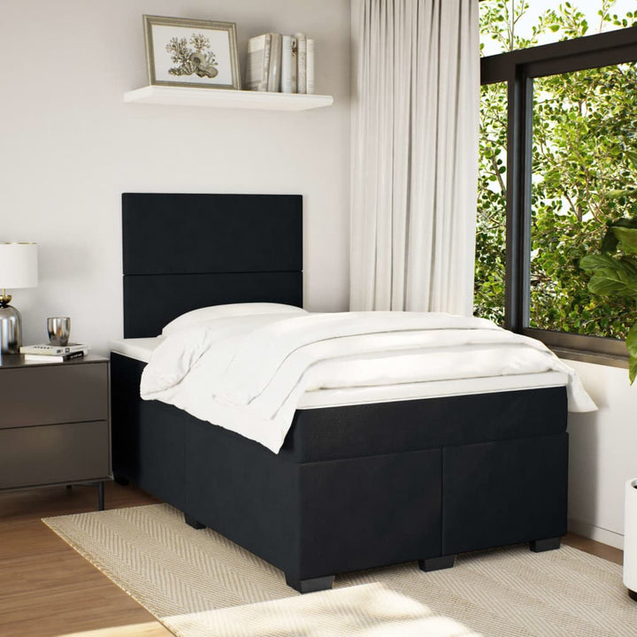 kontinentalseng med madras 120x190 cm velour sort