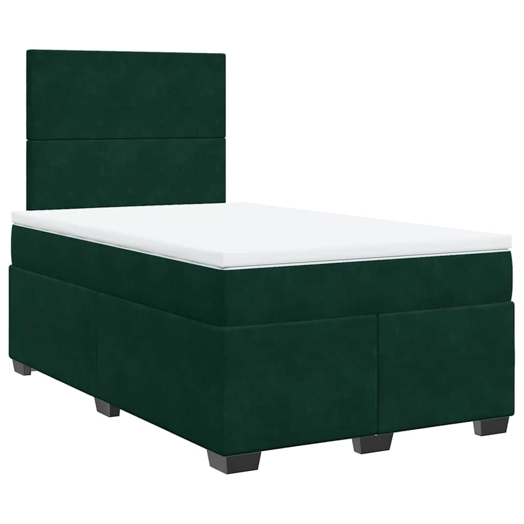 kontinentalseng med madras 120x190 cm velour mørkegrøn