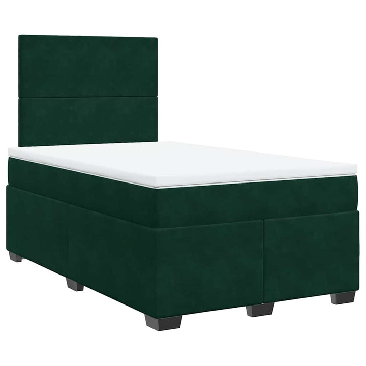 kontinentalseng med madras 120x190 cm velour mørkegrøn