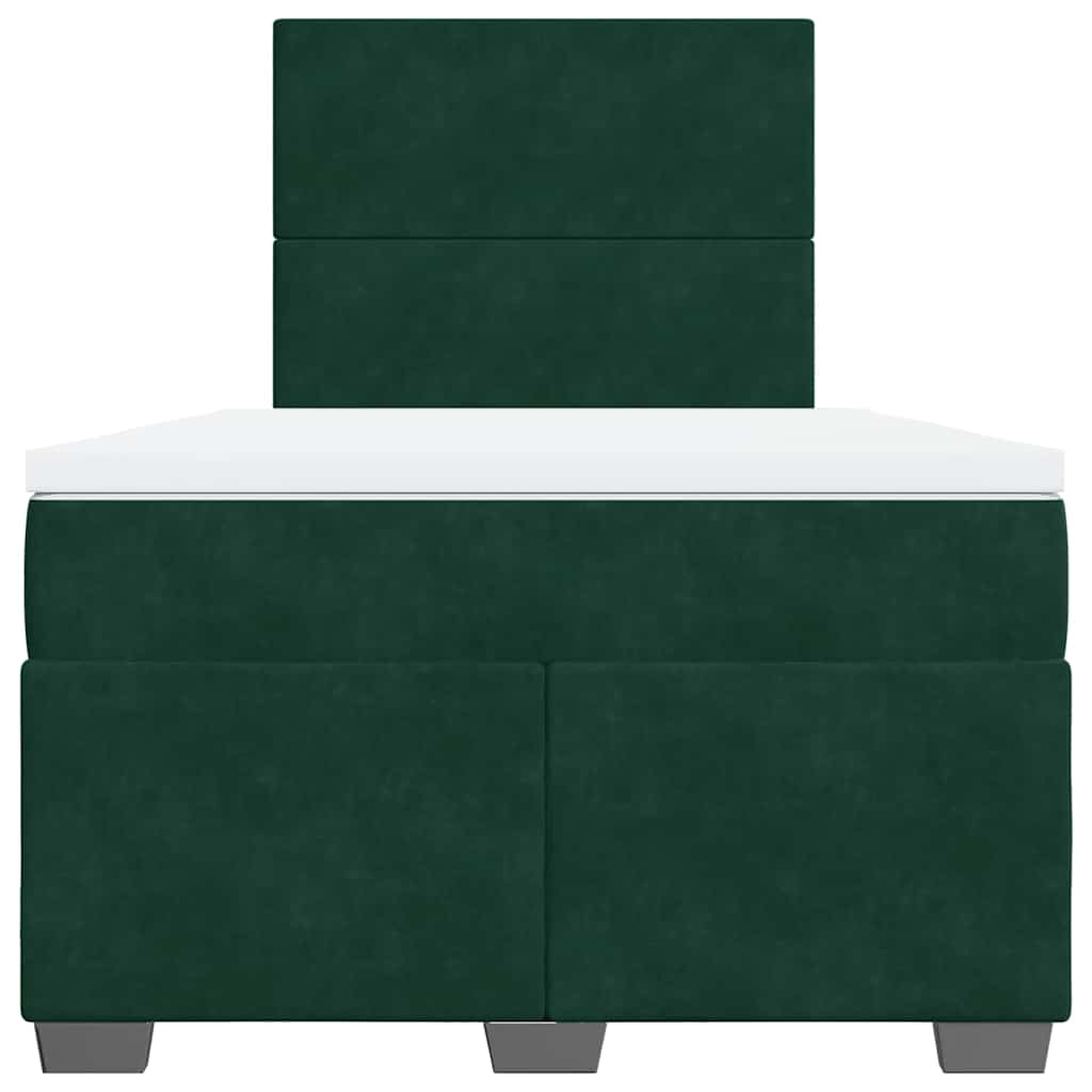 kontinentalseng med madras 120x190 cm velour mørkegrøn
