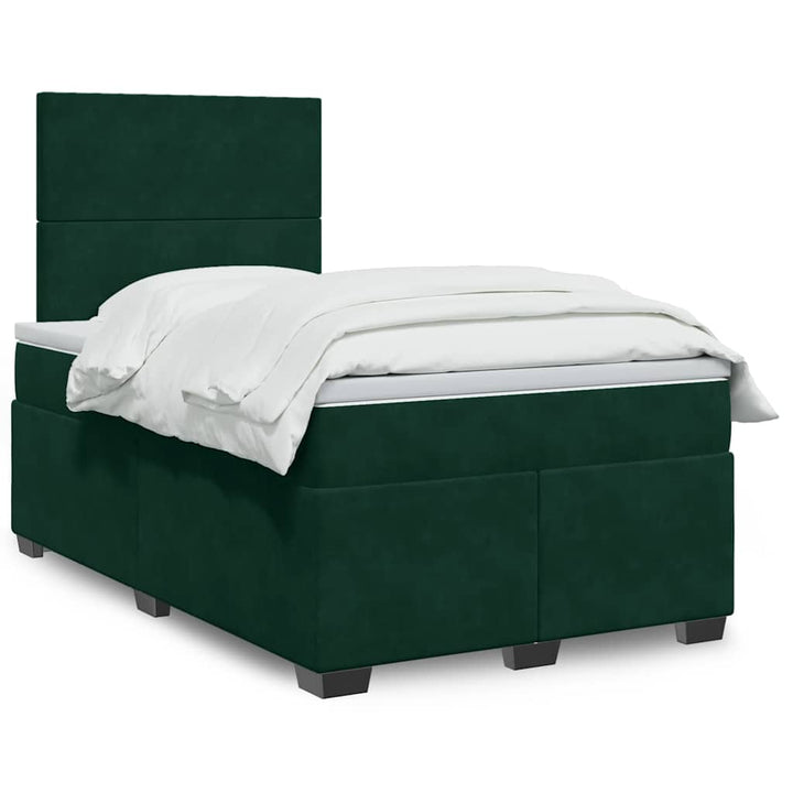 kontinentalseng med madras 120x190 cm velour mørkegrøn
