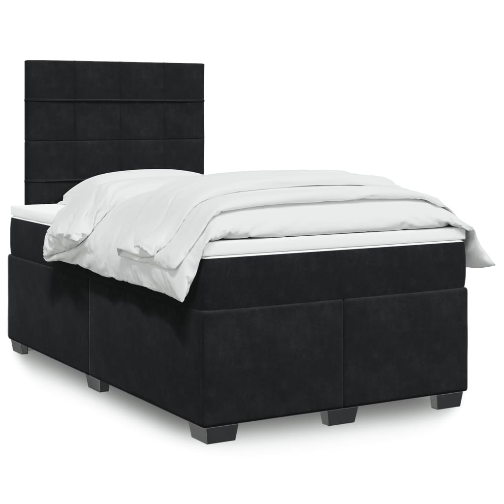 kontinentalseng med madras 120x190 cm velour sort