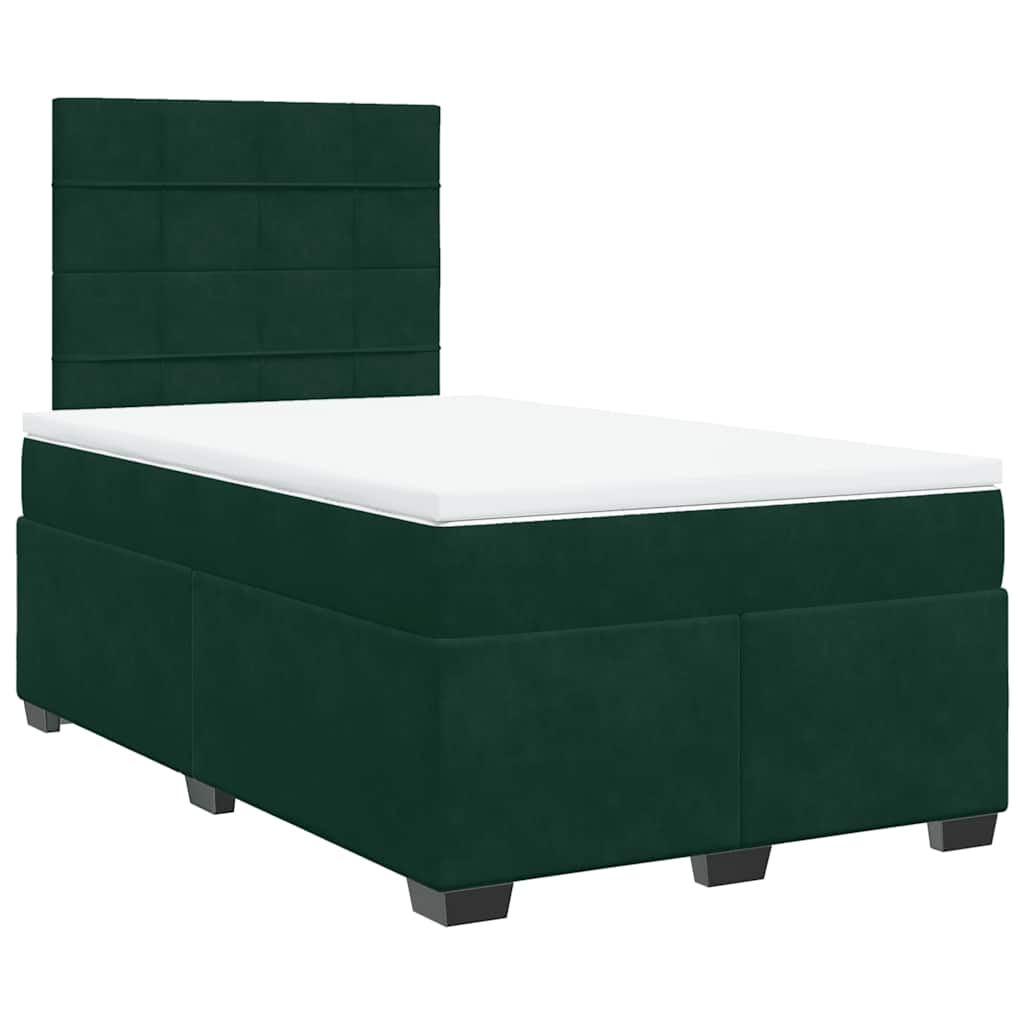 kontinentalseng med madras 120x190 cm velour mørkegrøn