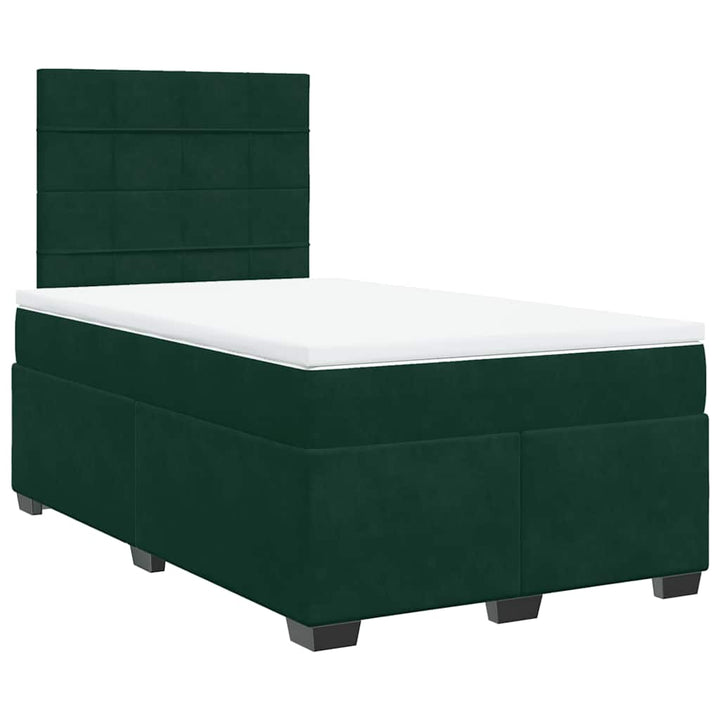 kontinentalseng med madras 120x190 cm velour mørkegrøn