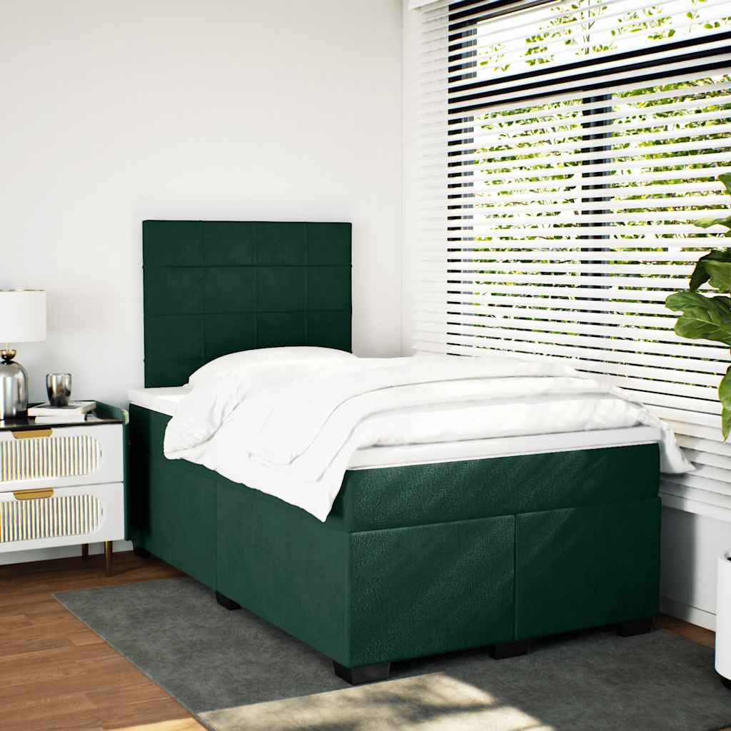 kontinentalseng med madras 120x190 cm velour mørkegrøn