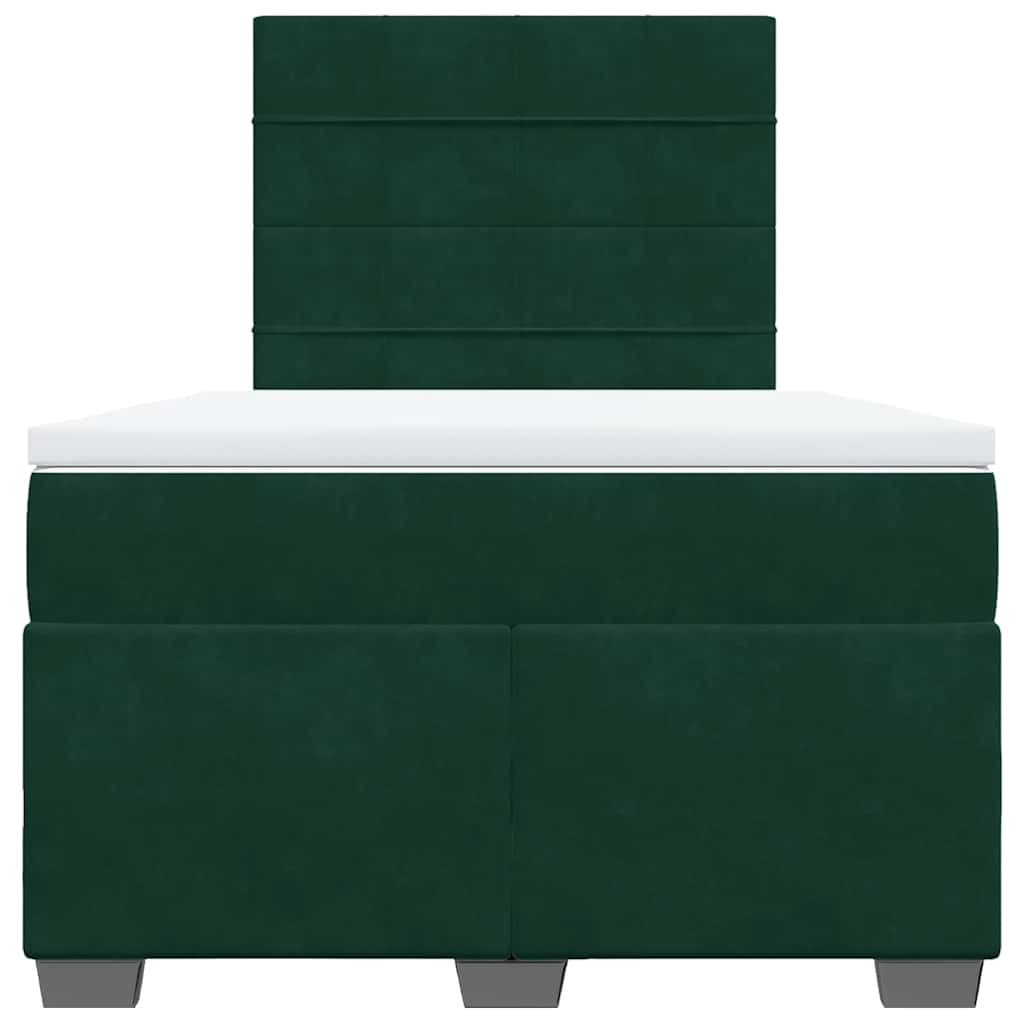 kontinentalseng med madras 120x190 cm velour mørkegrøn